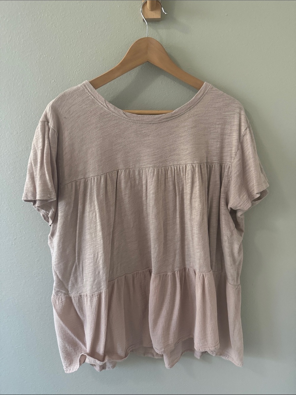 Time and Tru Tiered Short-Sleeve Tunic - Dusty Mauve